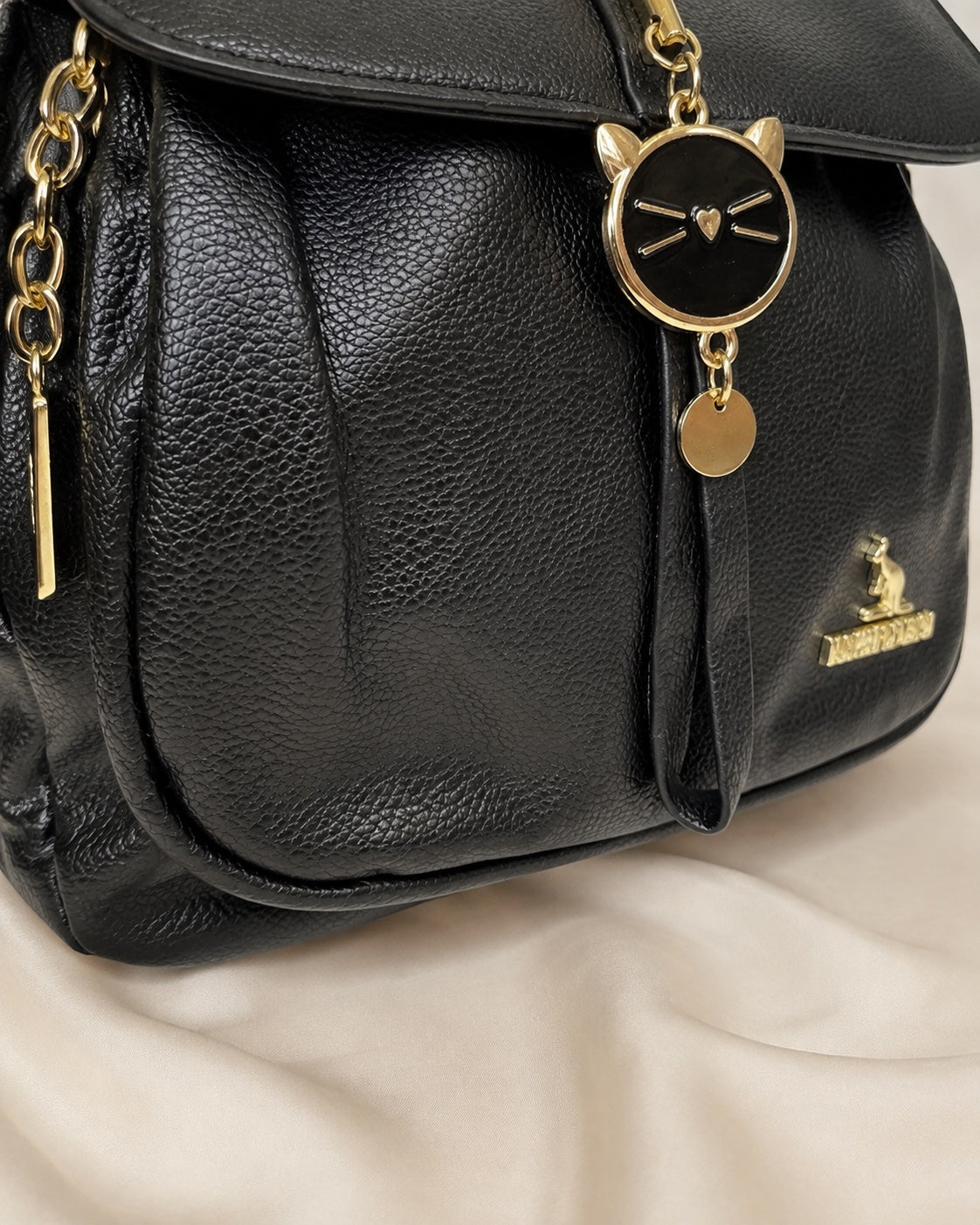 Black Cat Charm Backpack detail view