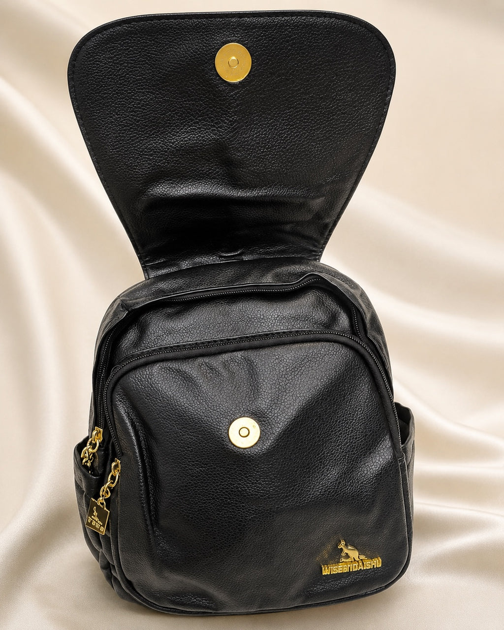 Black Cat Charm Backpack open view