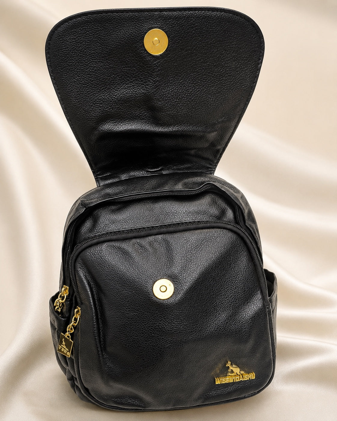 Black Cat Charm Backpack open view