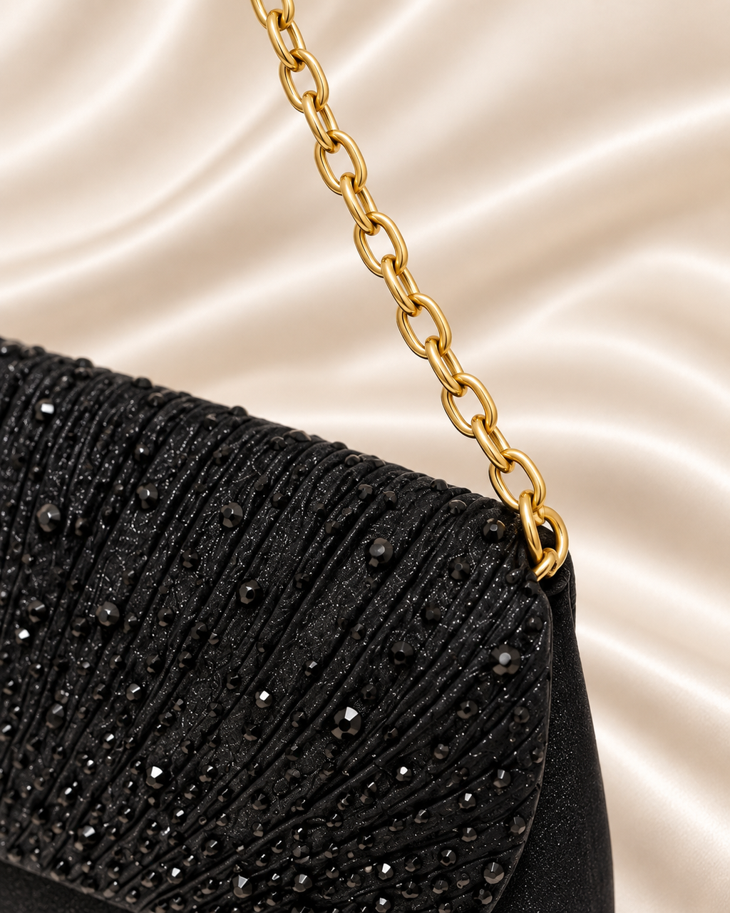 Gold chain attachment detail