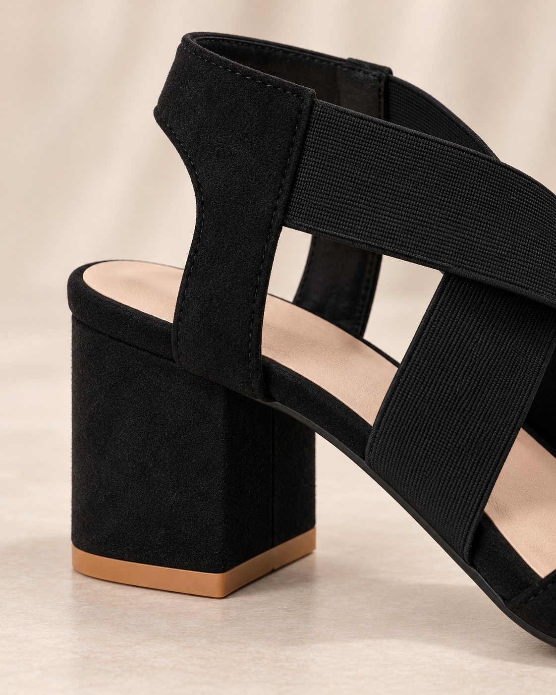 Block heel and sole edge detail