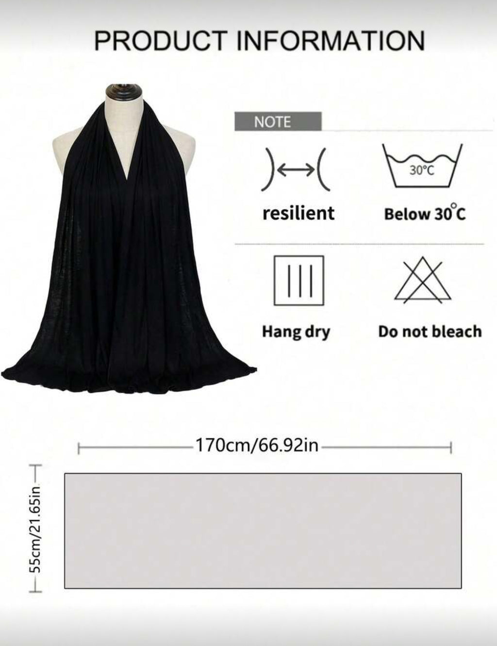 Black Essential Jersey Hijab