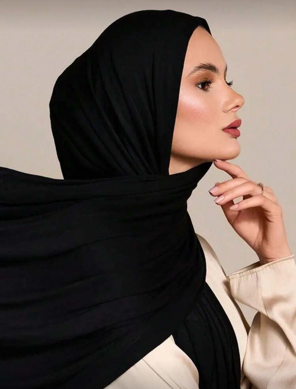 Black Essential Jersey Hijab dimensions and care