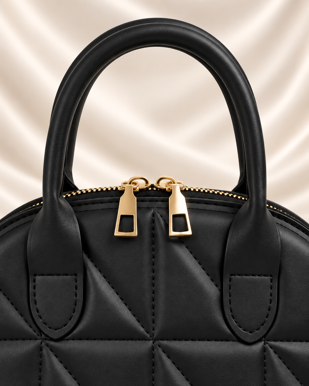 Black geometric handbag - top handles and attachments