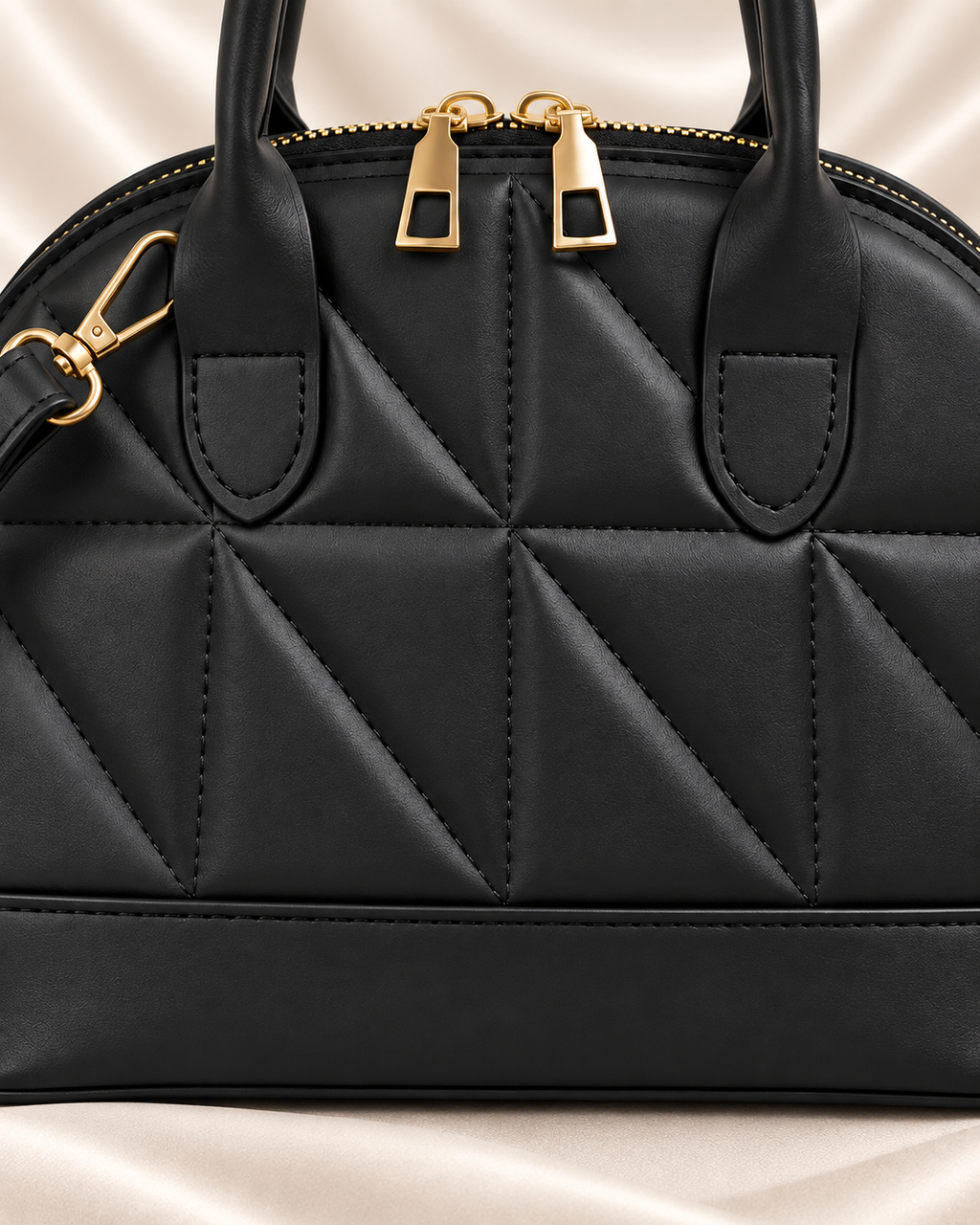 Black geometric handbag - padded geometric panel detail