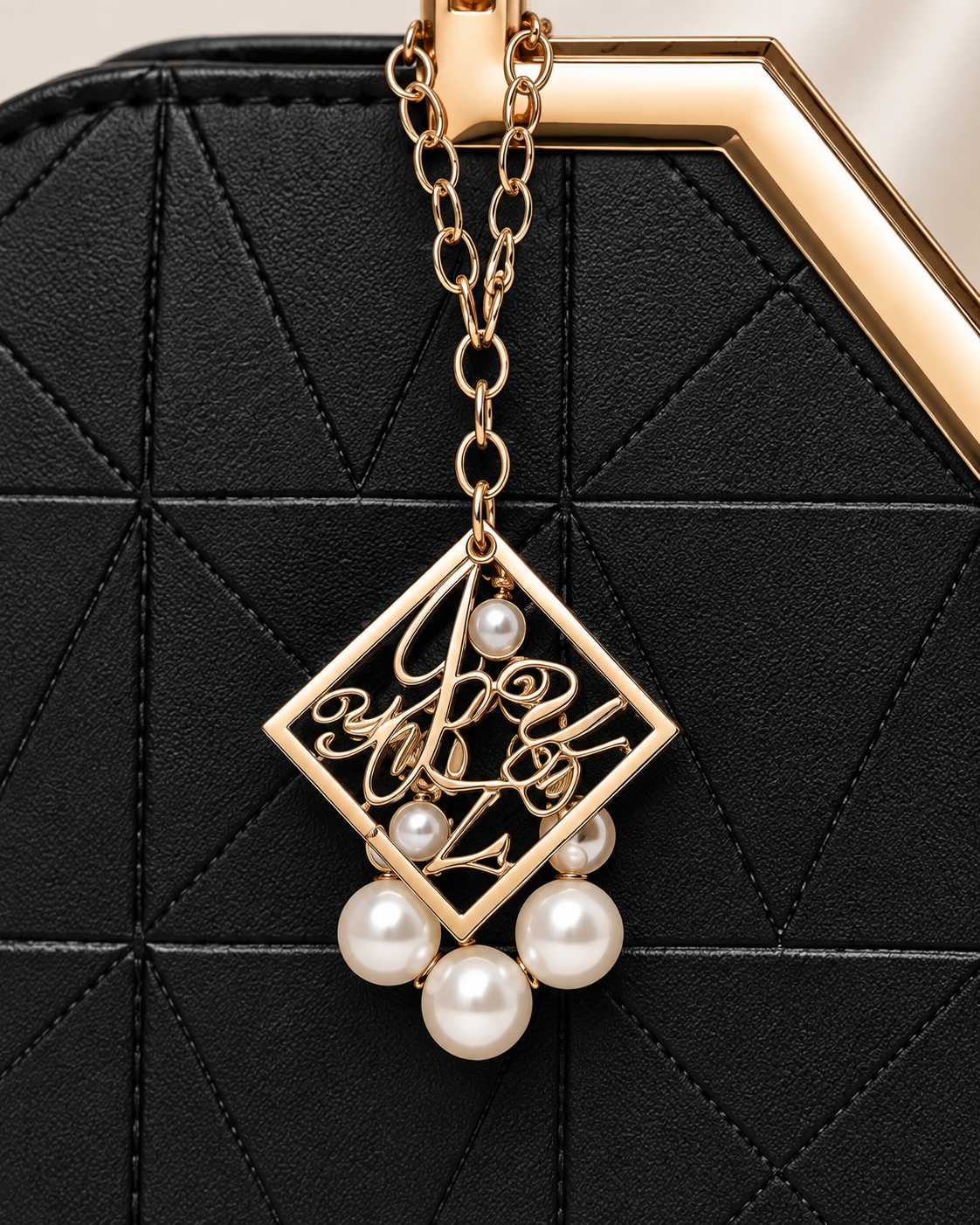 Gold charm and pearl detail