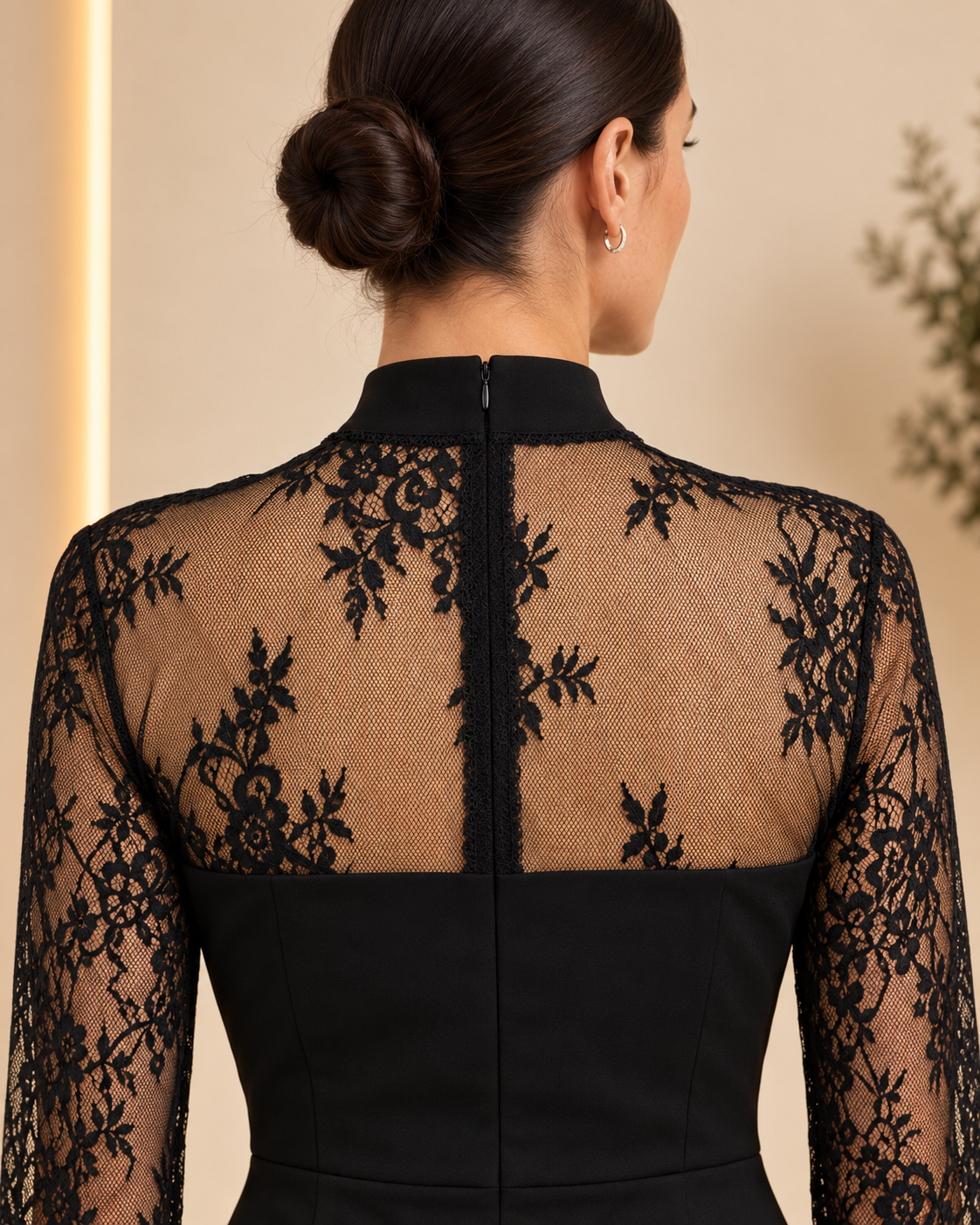 Back zipper and neckline detail