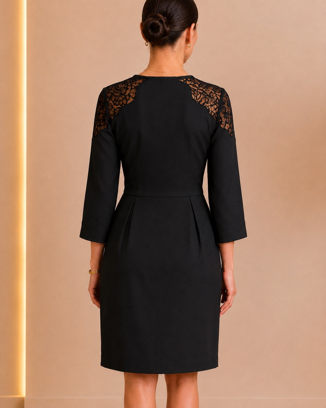 Black lace tailored dress back view