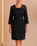Black lace tailored dress front view