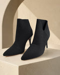 Black Pointed-Toe Stiletto Ankle Boots