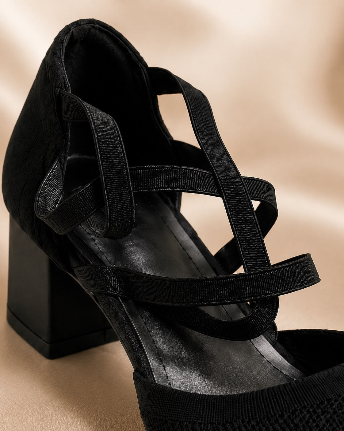 Black heel strap detail