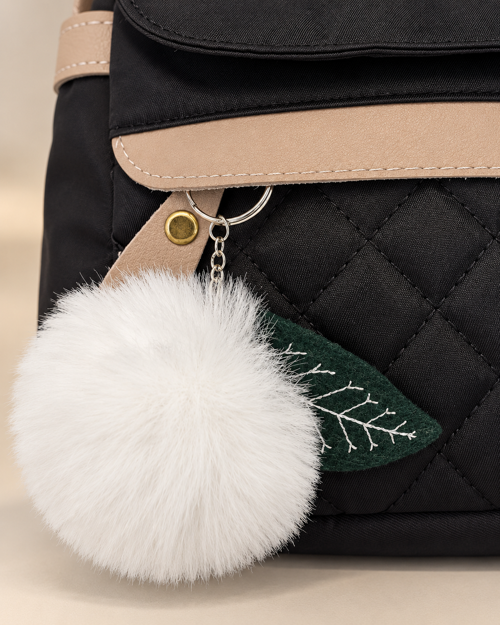 JINGPIN Black & Beige Quilted Mini Backpack