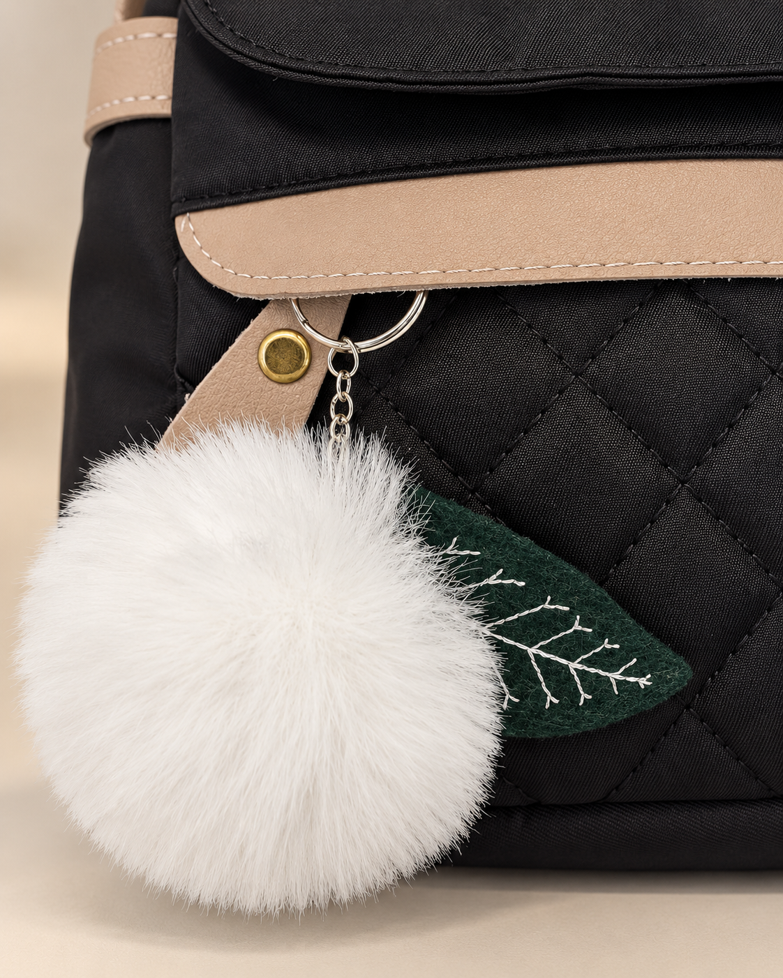 JINGPIN Black & Beige Quilted Mini Backpack