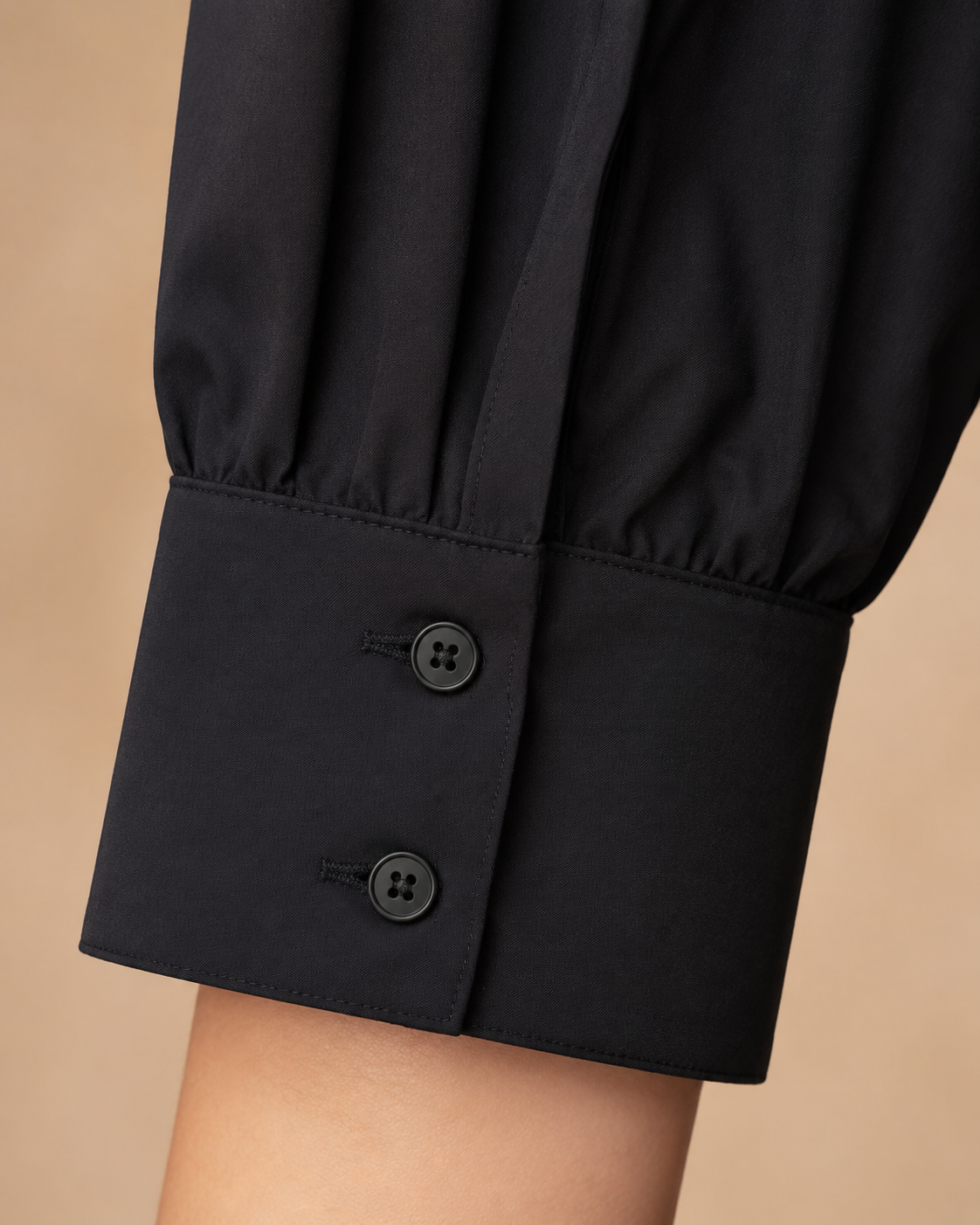 Black shirt two button cuff detail