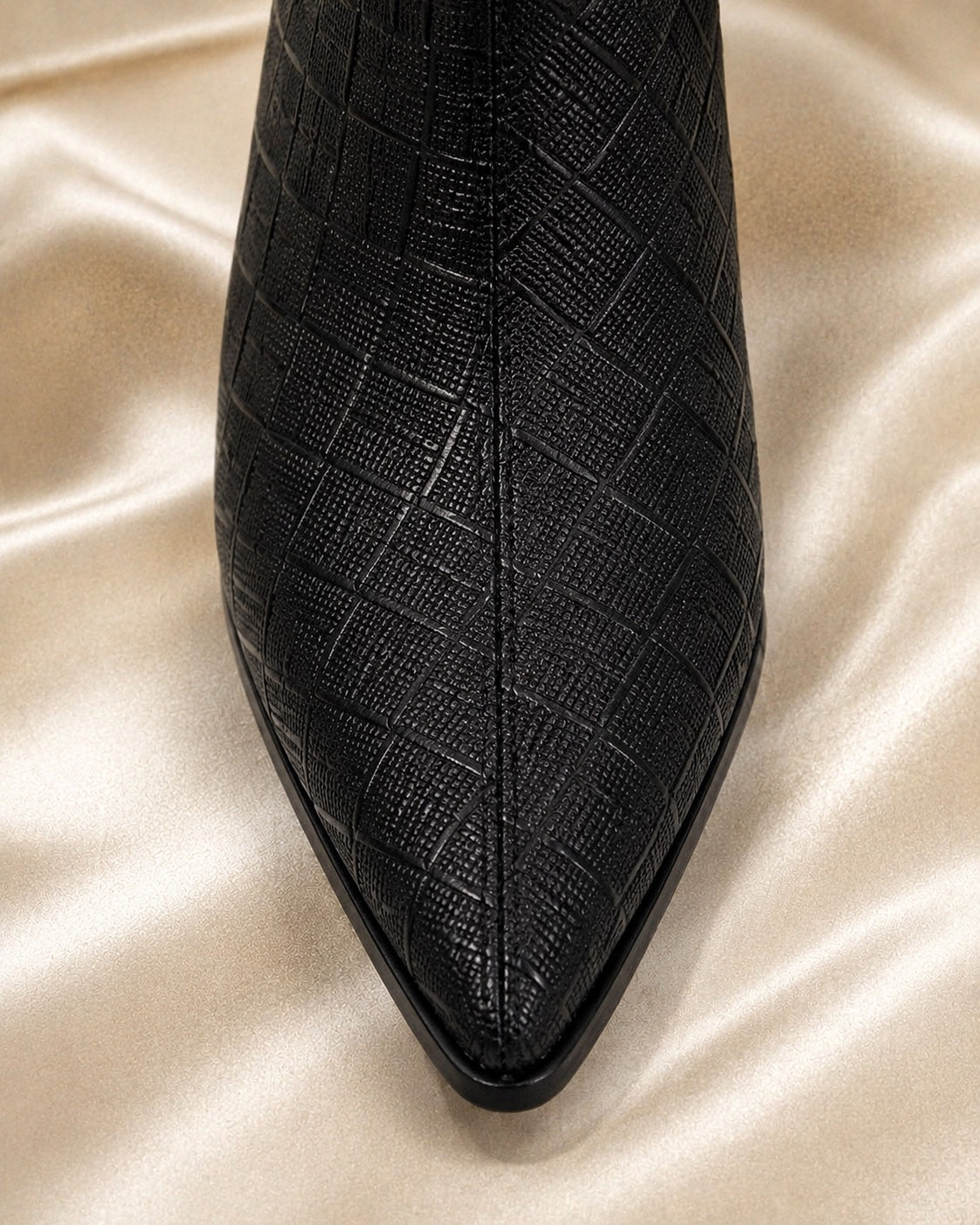 Black Textured Gold-Zip Ankle Boots image 3