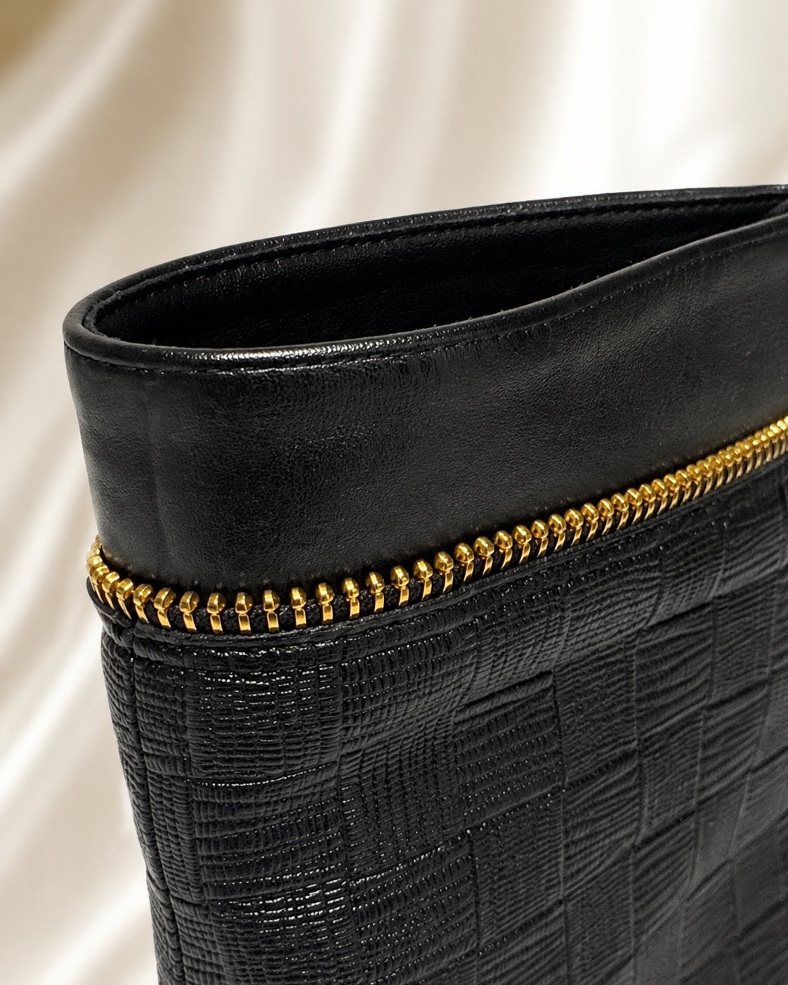 Black Textured Gold-Zip Ankle Boots image 5