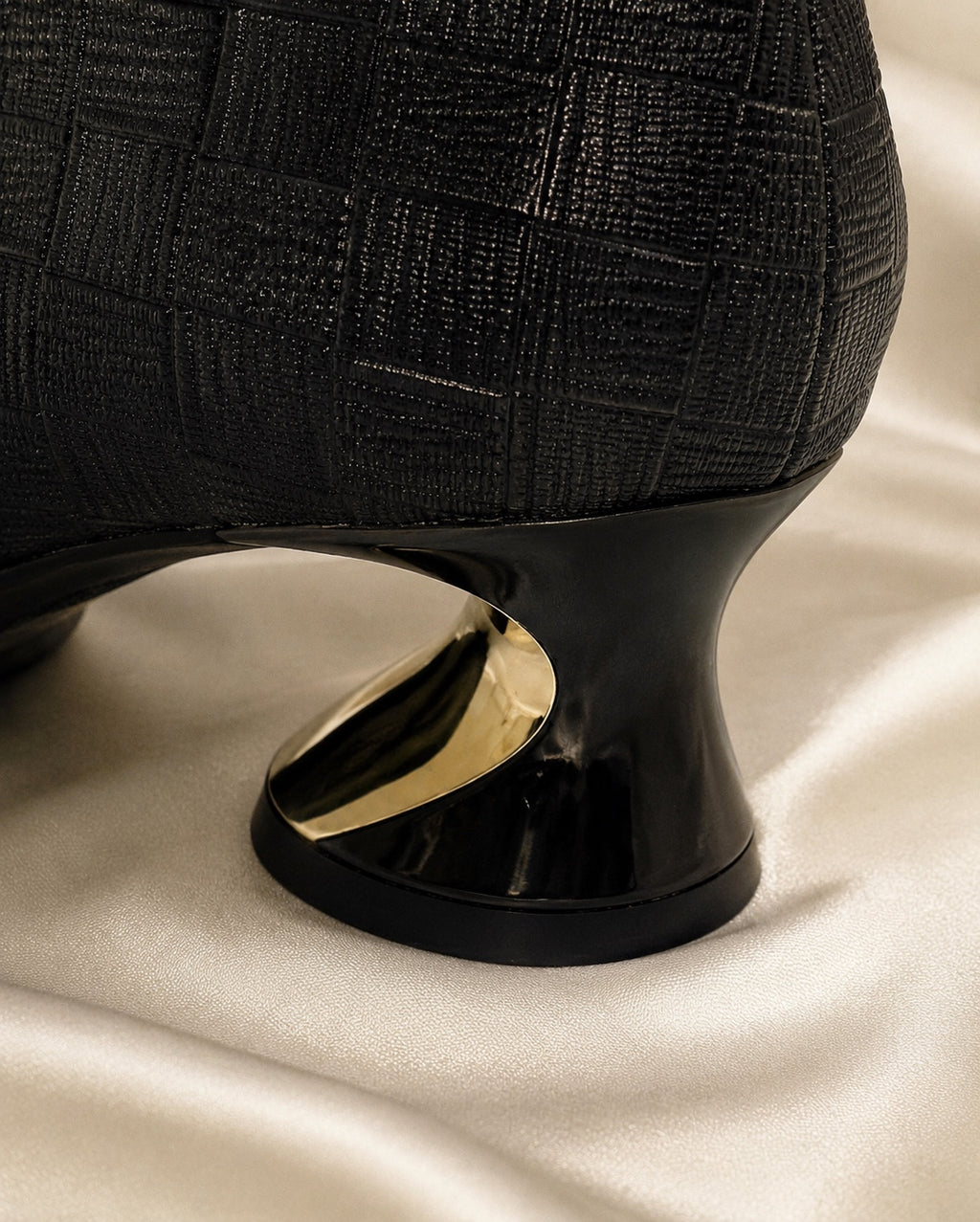 Black Textured Gold-Zip Ankle Boots image 8
