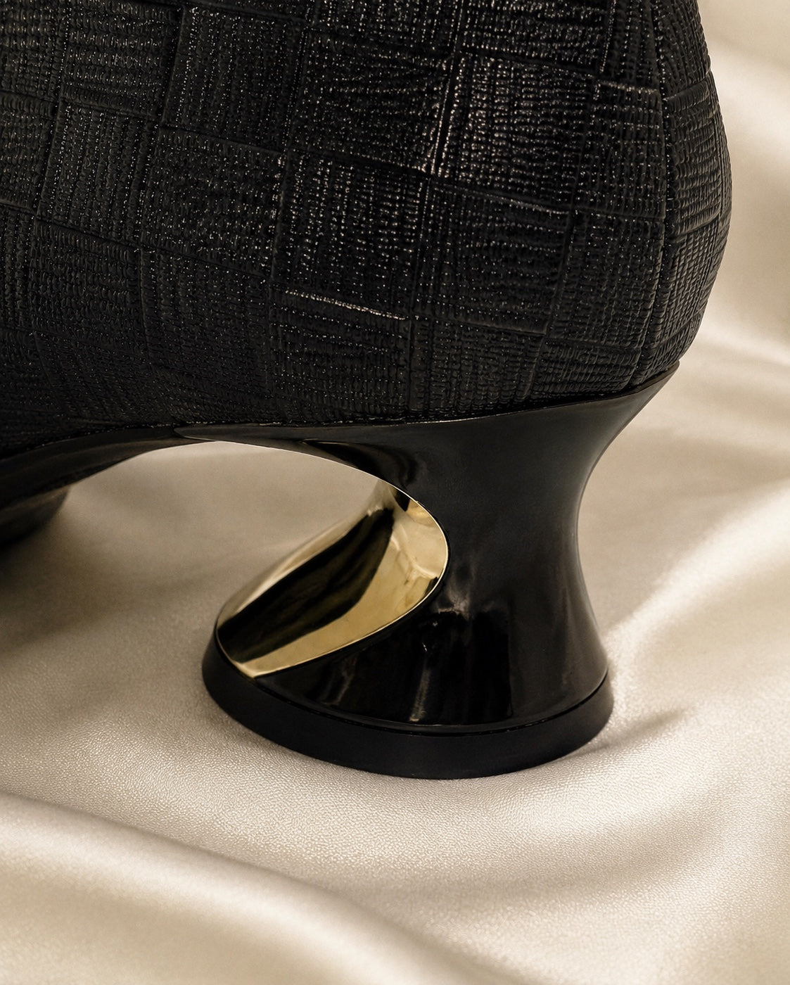 Black Textured Gold-Zip Ankle Boots image 8
