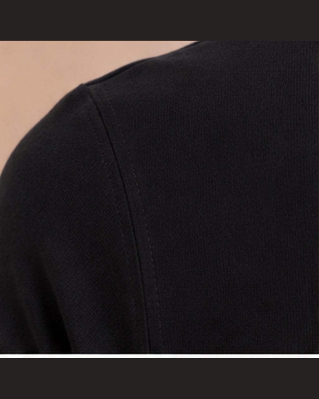 Black T-shirt back shoulder seam detail