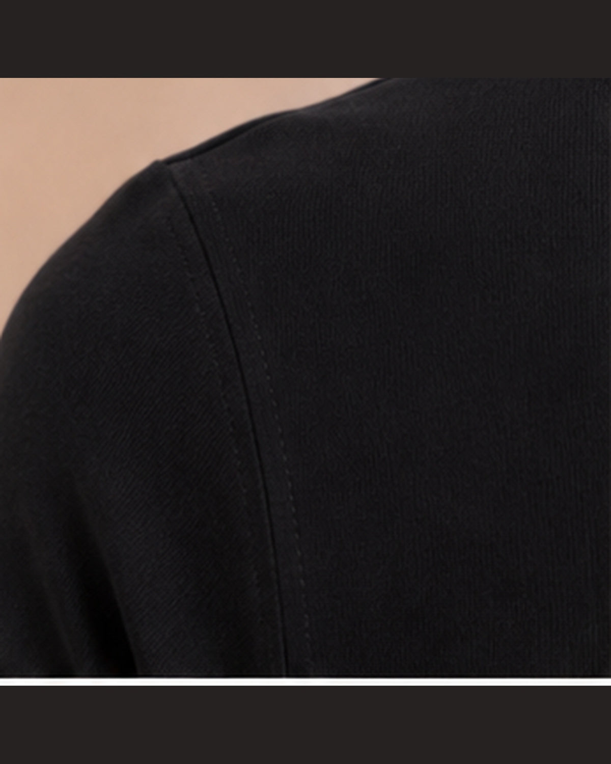 Black T-shirt back shoulder seam detail