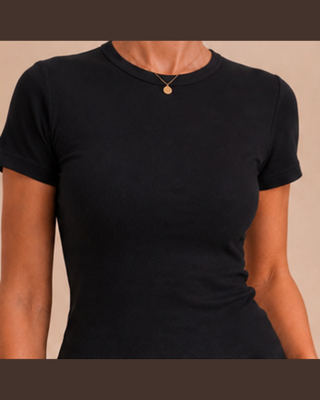 Black T-shirt front fit detail