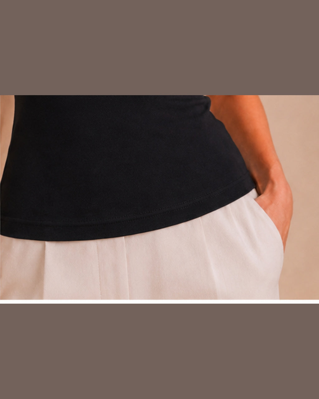 Black T-shirt front hem detail