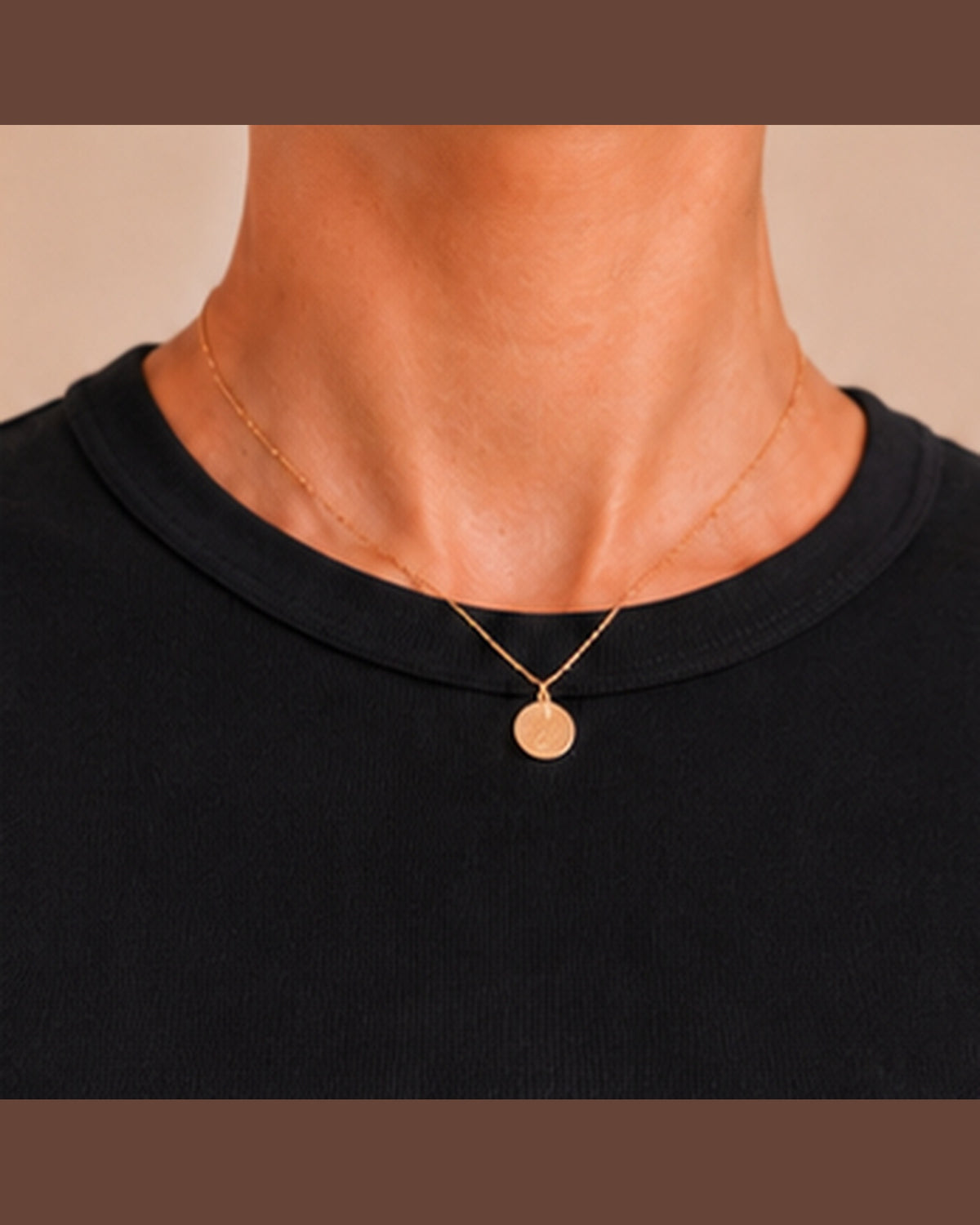 Black T-shirt crew neckline detail