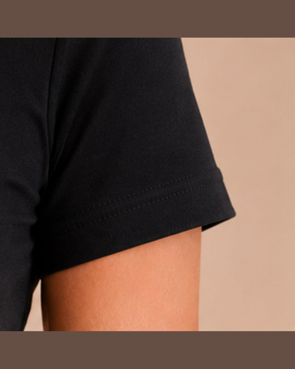 Black T-shirt sleeve hem detail