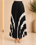 Monochrome Pleated Maxi Skirt full detail view