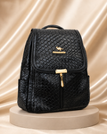 Black woven-texture backpack main product image