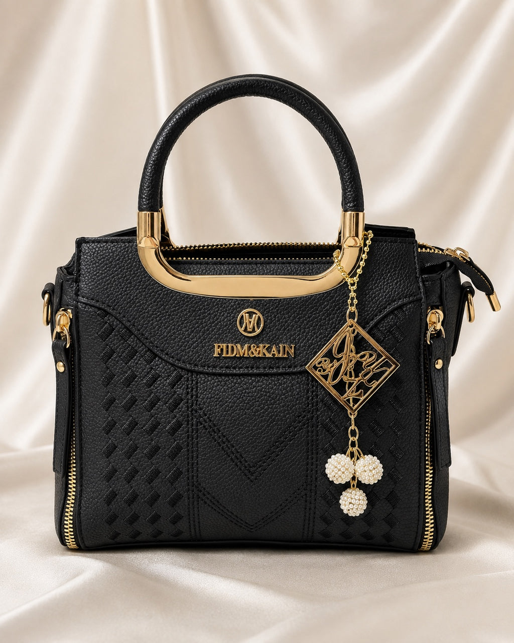 Black handbag front view