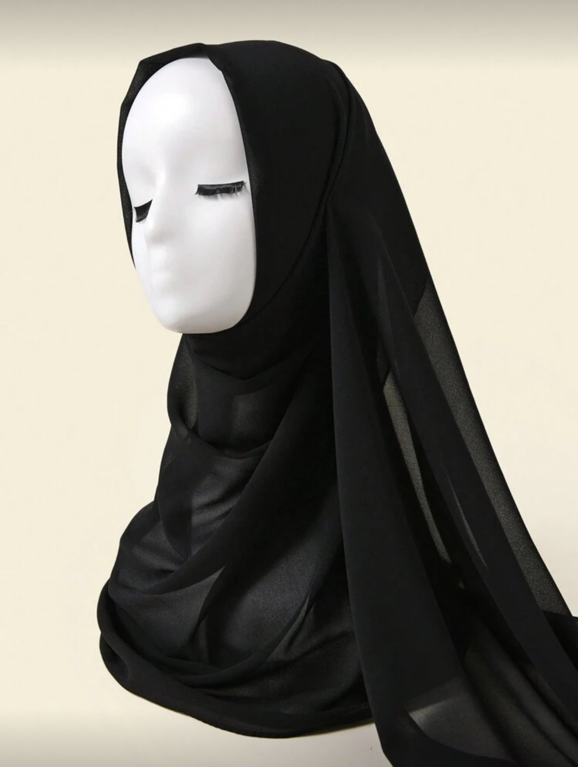 Black chiffon hijab drape