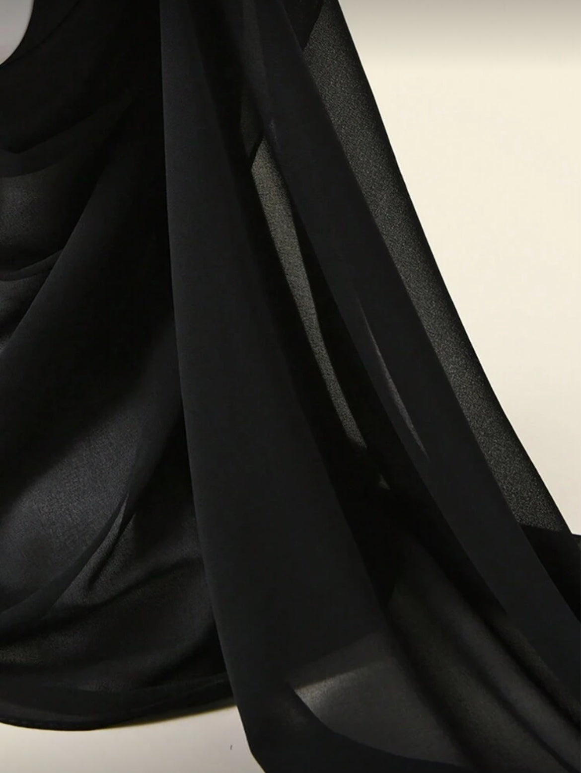 Black chiffon semi sheer fabric detail