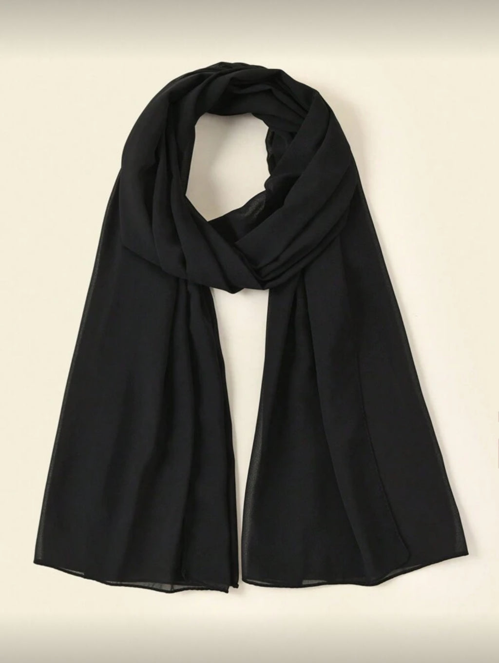 Black chiffon hijab full product view