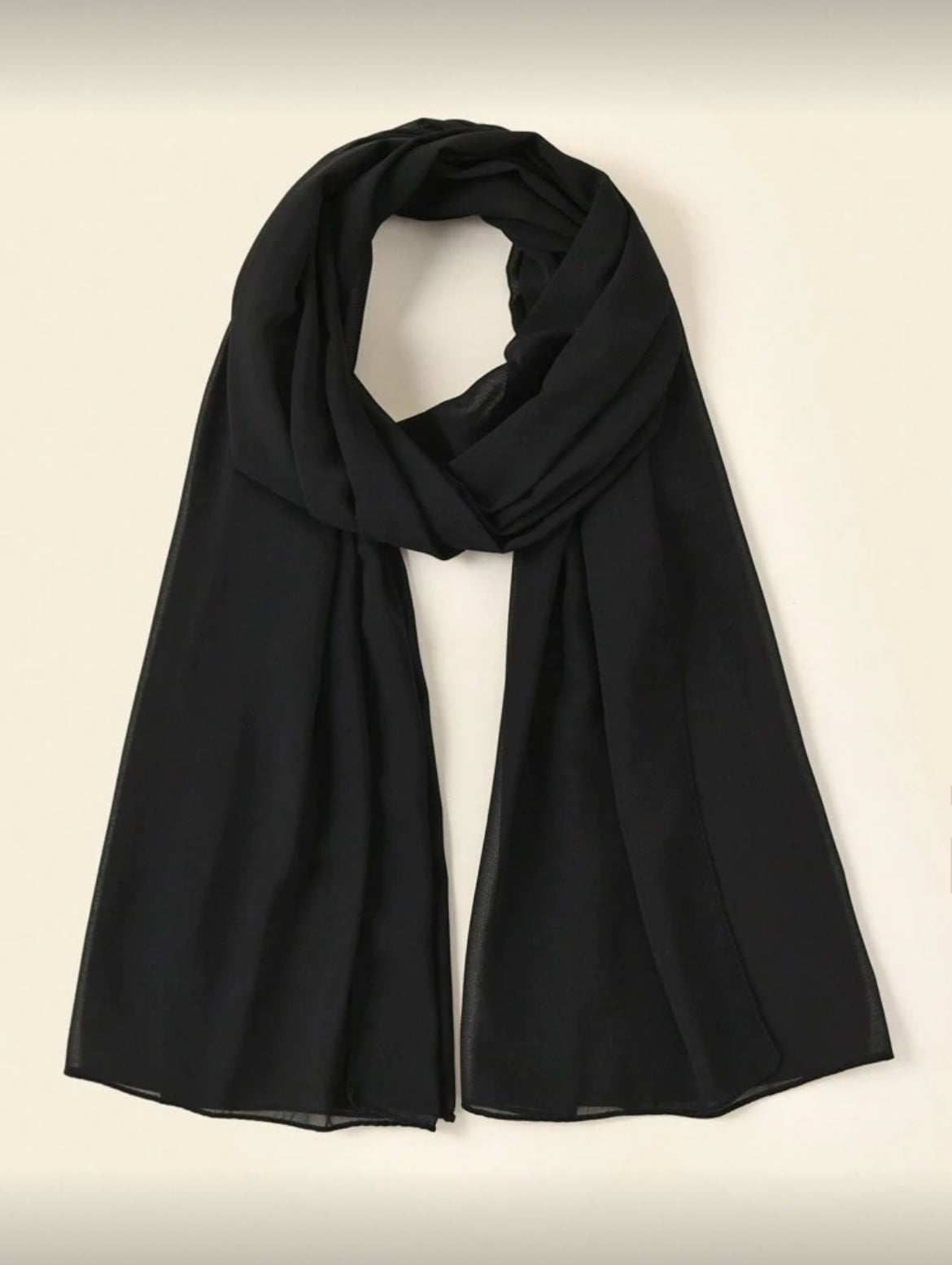 Black chiffon hijab full product view