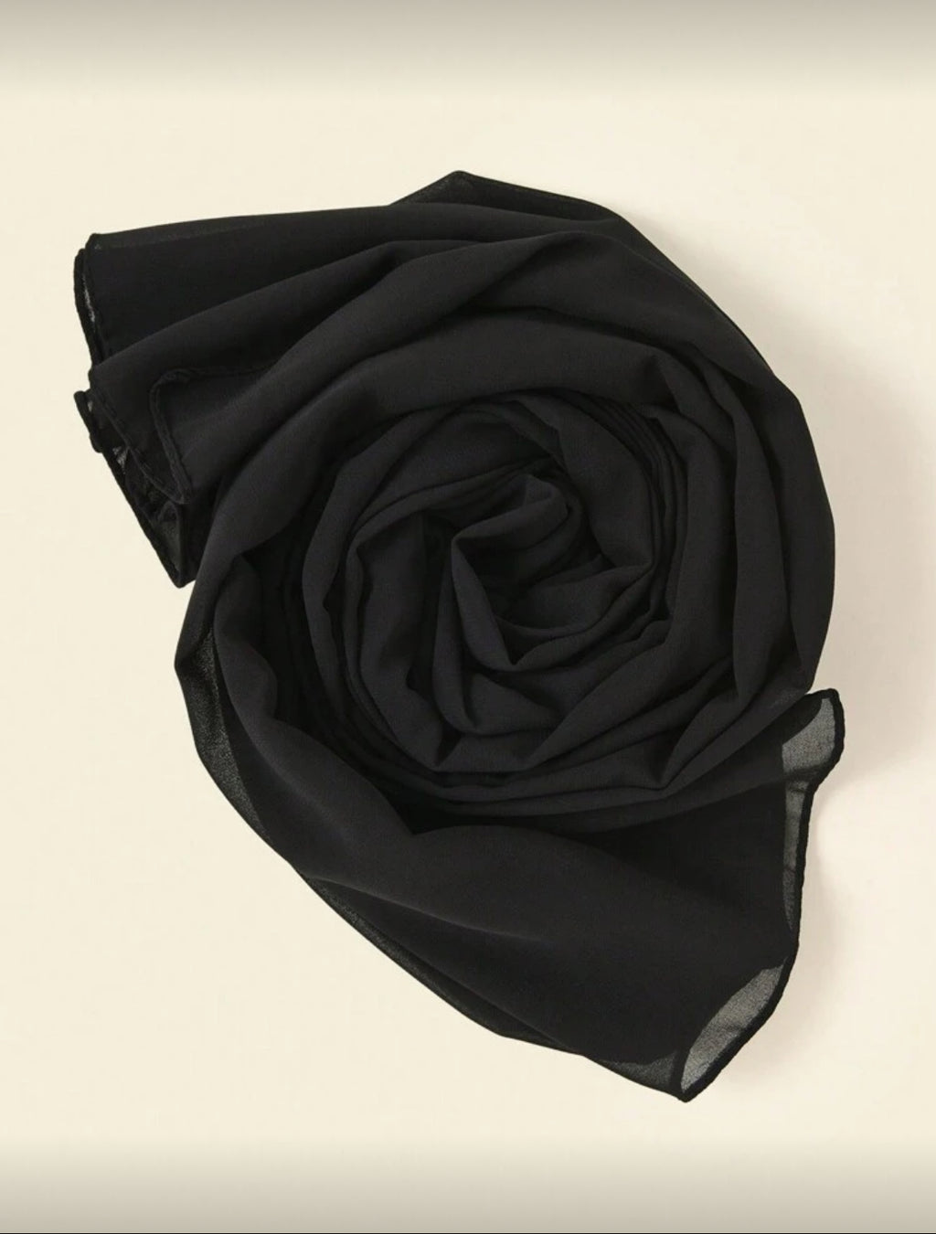 Black chiffon hijab rolled fabric