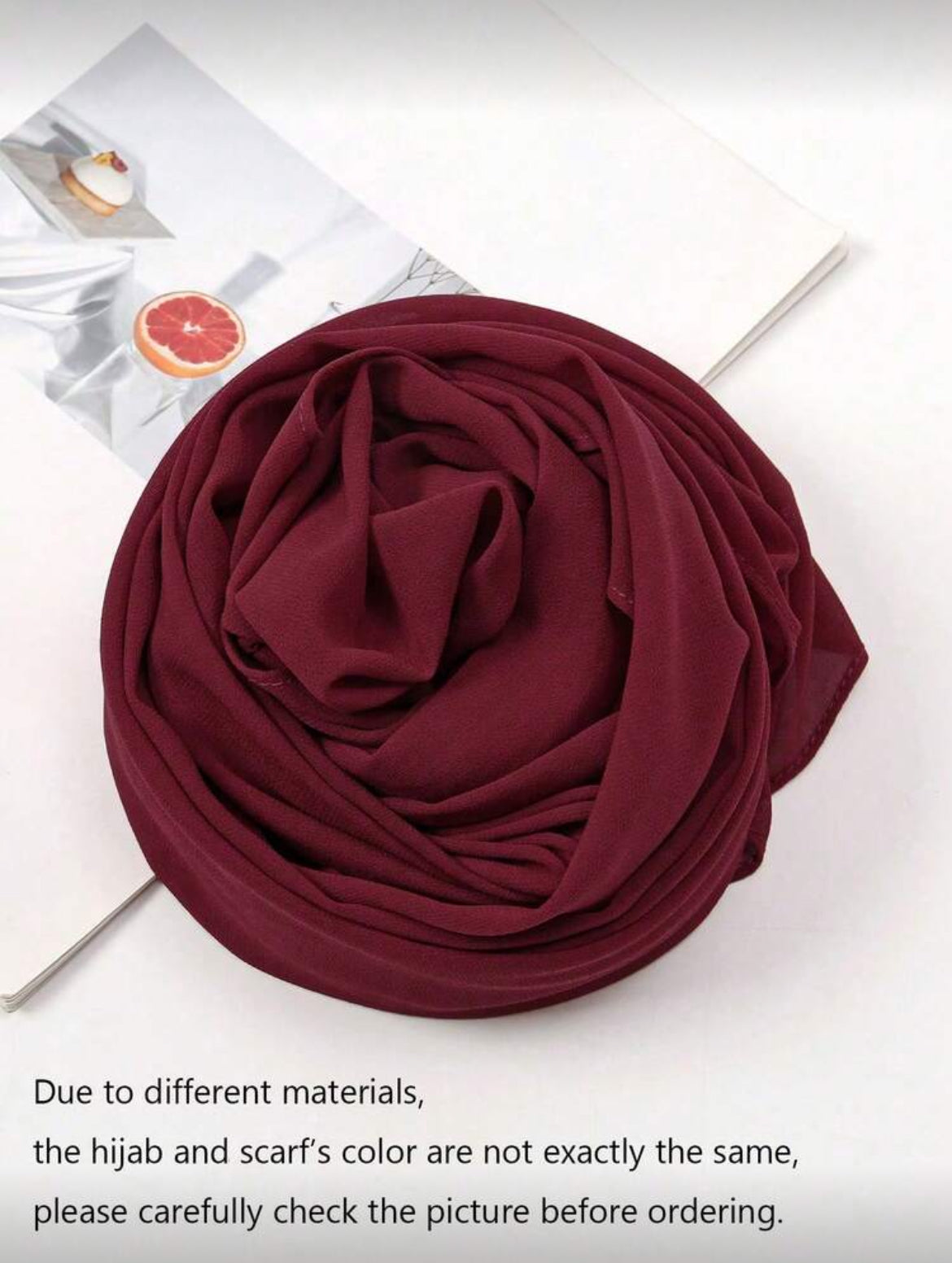 Burgundy chiffon hijab fabric