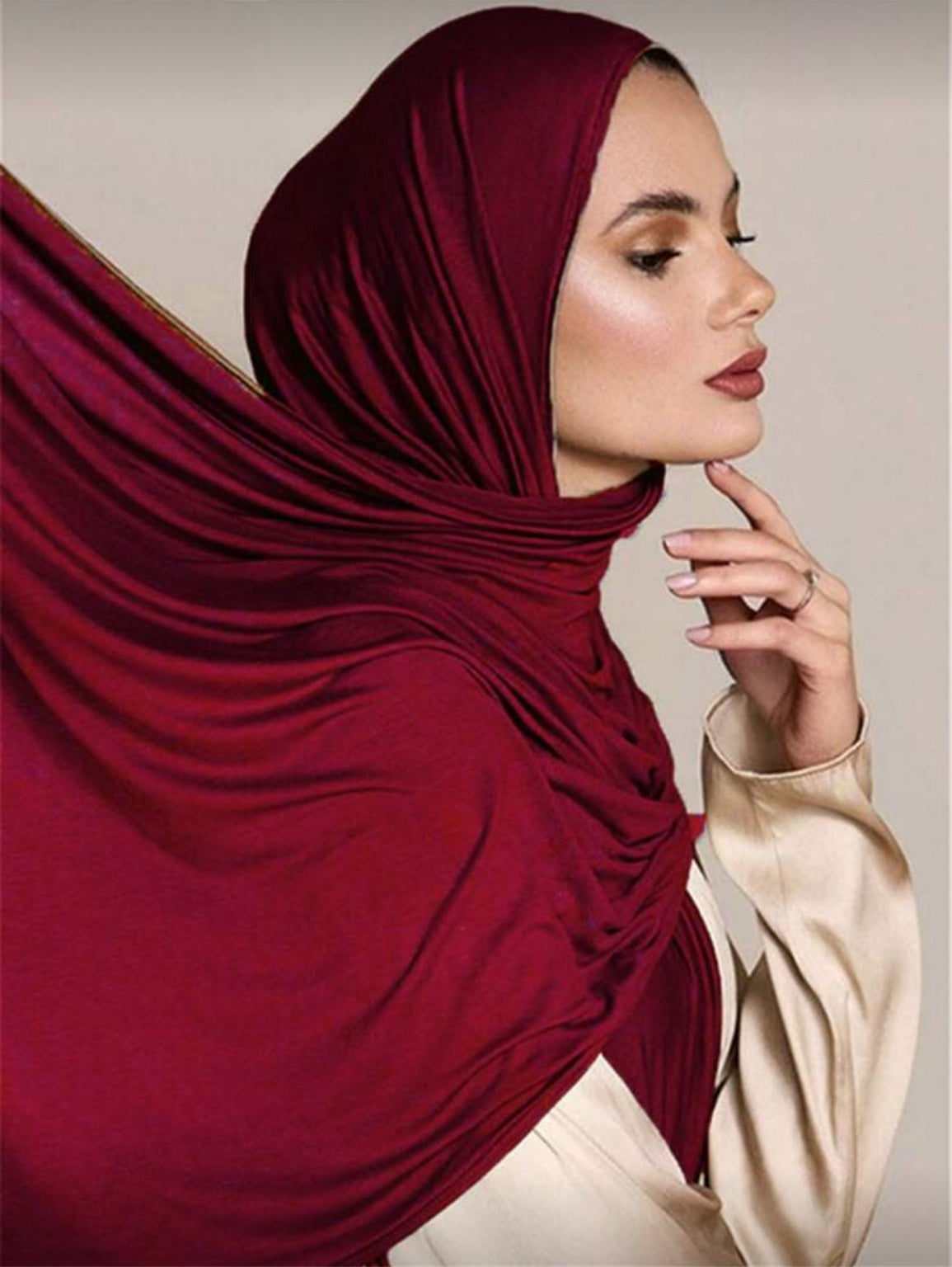 Burgundy Jersey Hijab