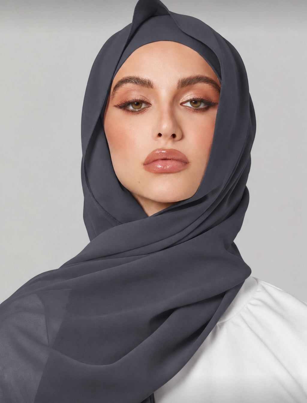 Charcoal Chiffon Hijab - BMG Royal Boutique