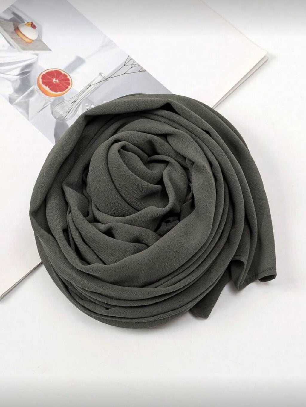 Grey chiffon hijab fabric detail