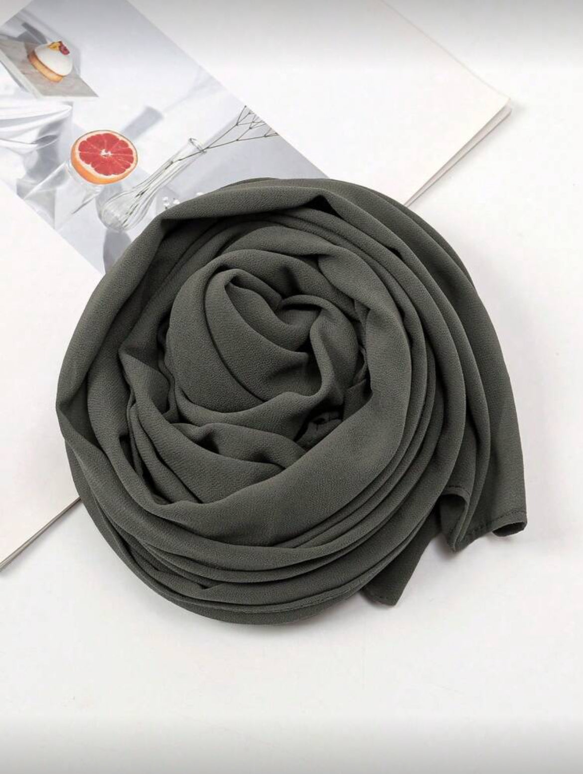 Grey chiffon hijab fabric detail