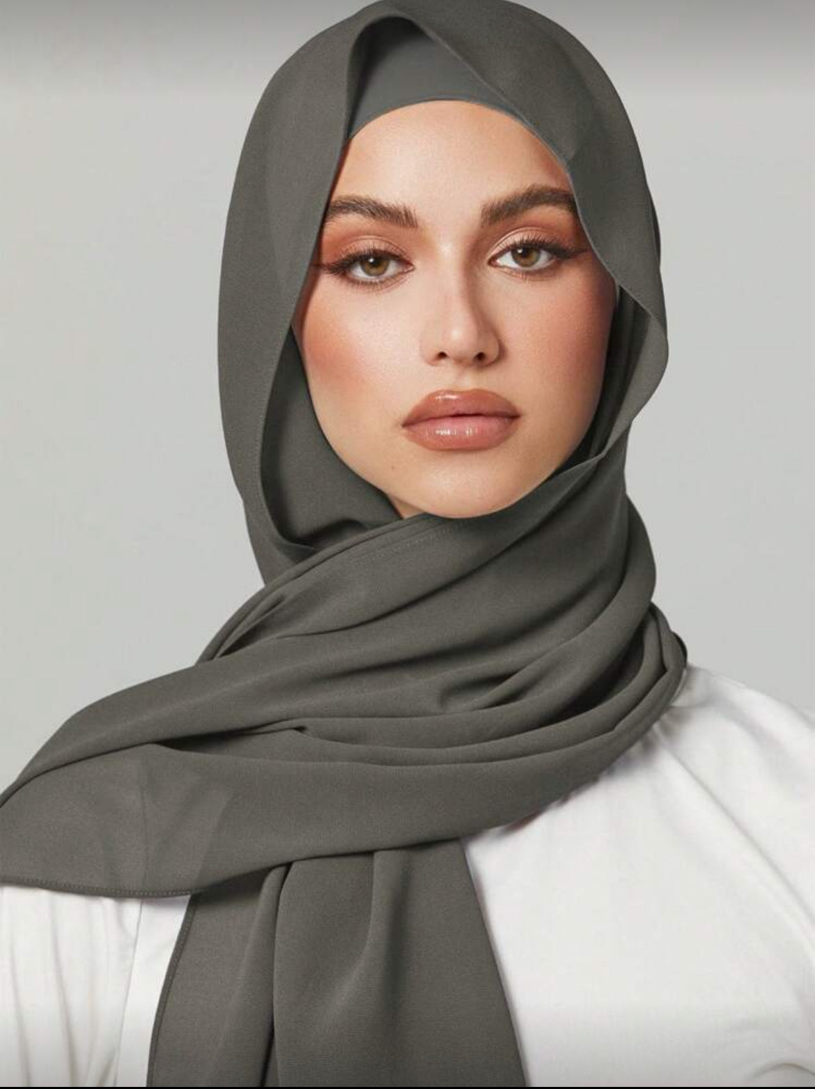 BMG grey chiffon hijab with matching undercap