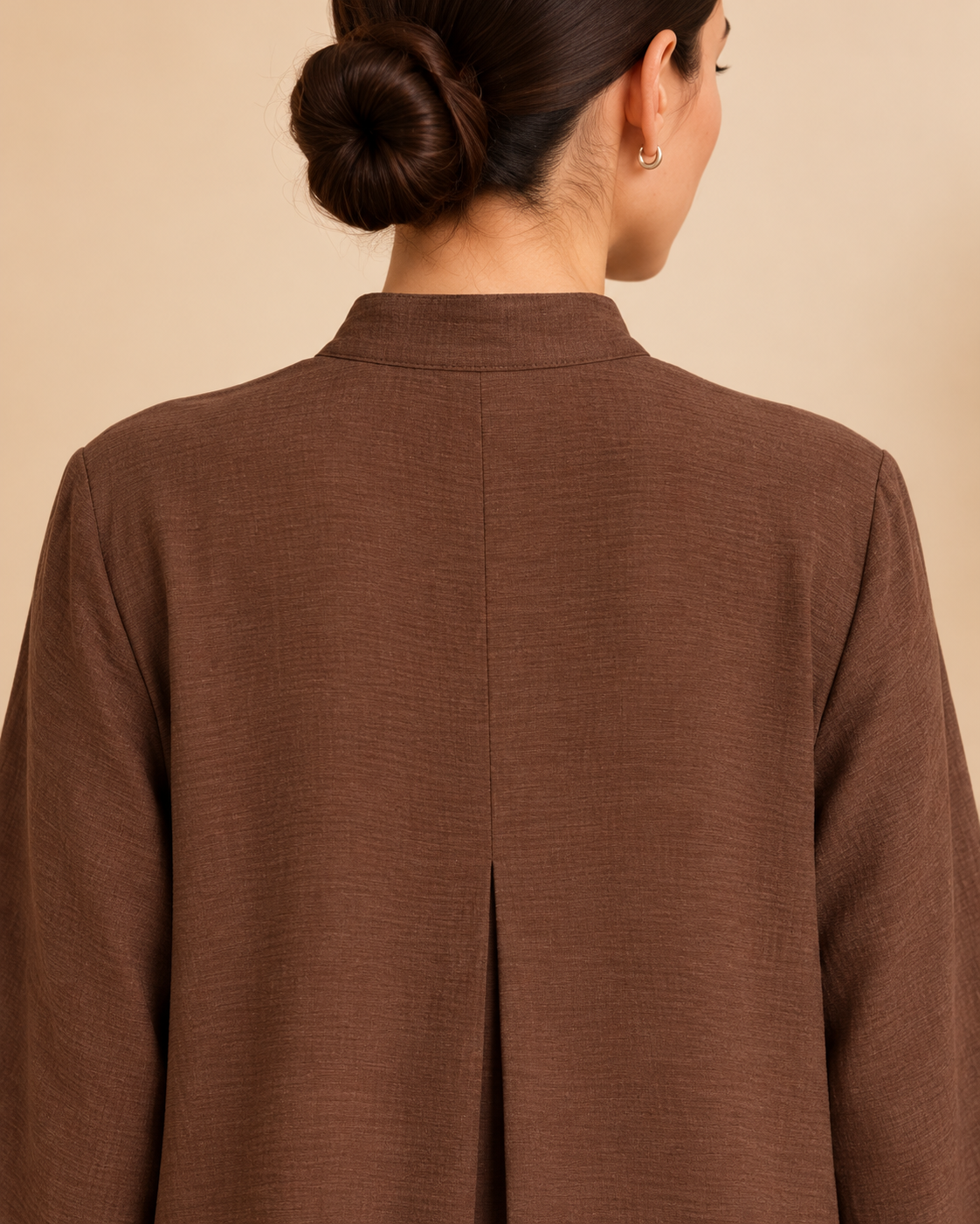 Cocoa Brown Textured Long Tunic Set – back collar