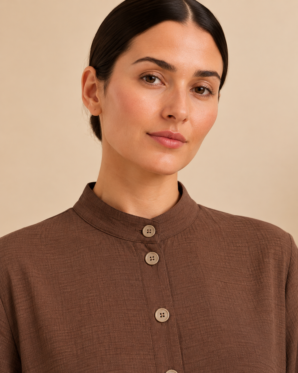Cocoa Brown Textured Long Tunic Set – collar