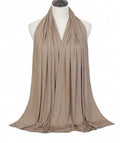 Taupe Jersey Hijab Scarf on mannequin