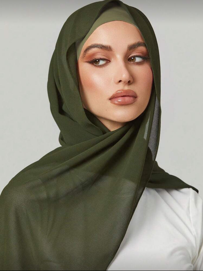 Olive Chiffon Hijab | طرحة شيفون زيتي