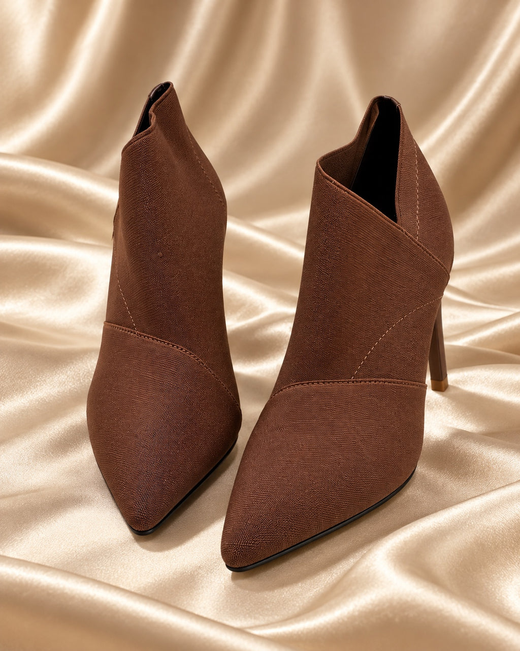 Brown pointed ankle boots main product image