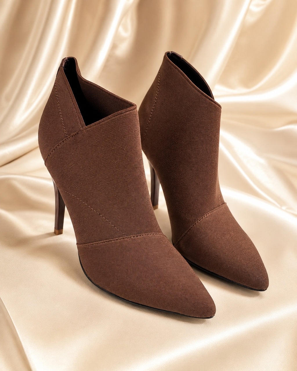 Brown Pointed-Toe Ankle Boots