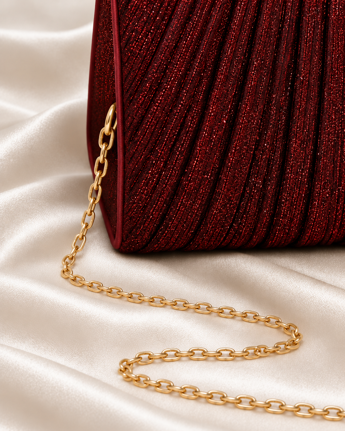 Fine gold chain and side attachment detail