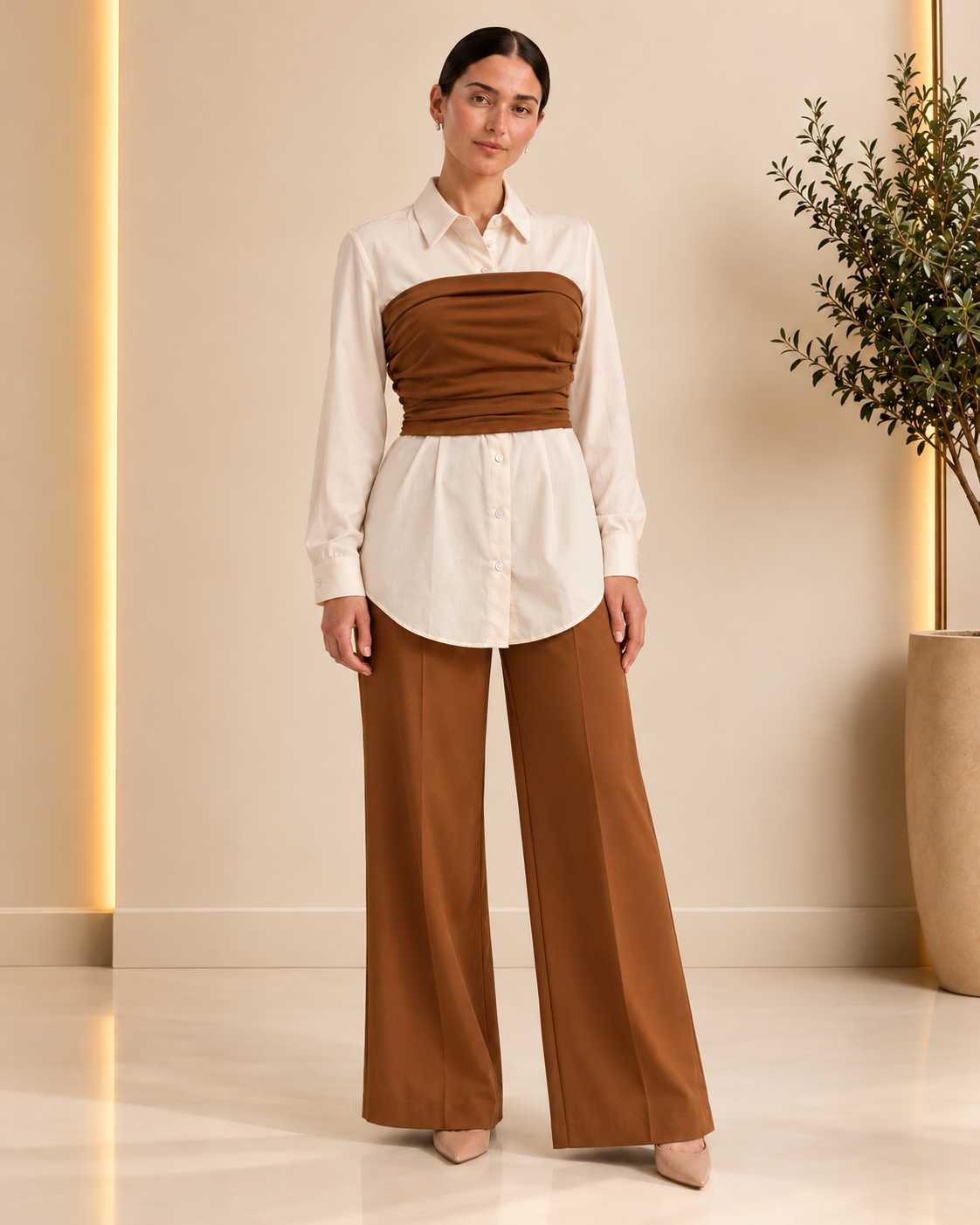 Caramel and ivory set front view